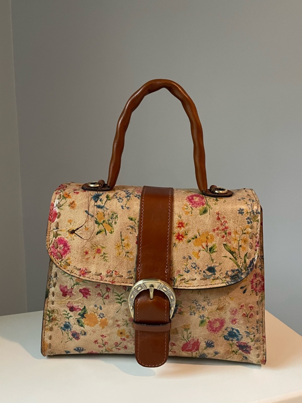 Patricia Nash Prairie Rose Buckle Top-Handle Satchel with Crossbody Strap NWOT
